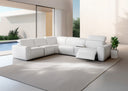 Denmark Leather 5 Seater Corner w 2 Dual Motor Electric Recliners