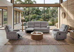 Hunter Fabric 3 Piece Suite includes 4 Manual Recliners